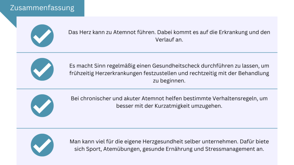 Zusammenfassung des Textes: Atemnot durch Herzschwäche