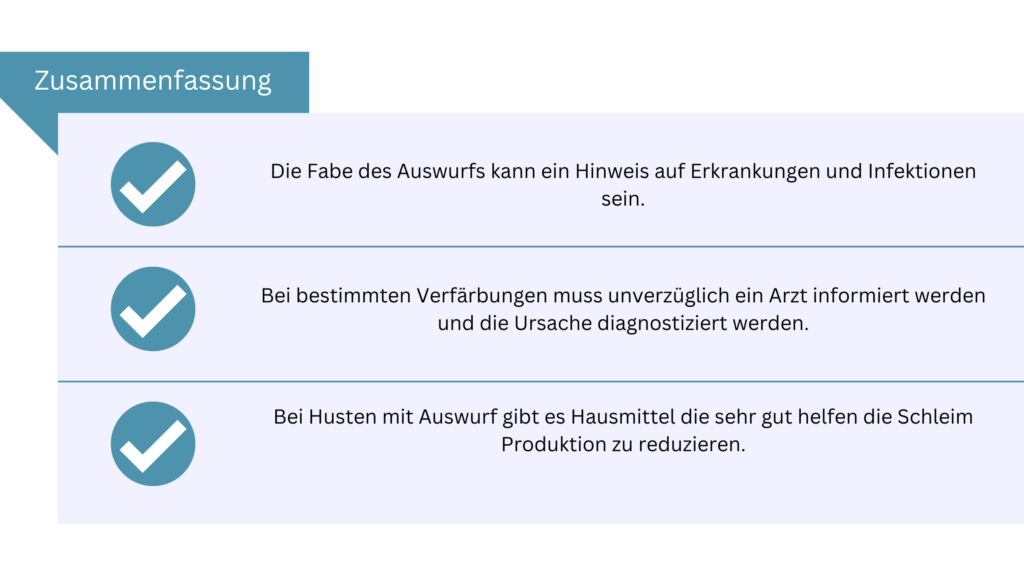 Zusammenfassung Farbe des Schleims