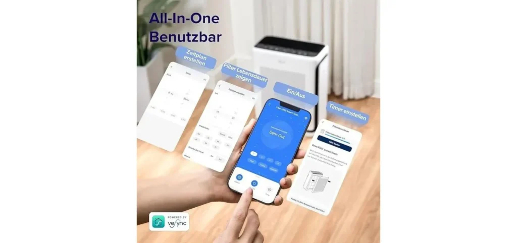 Luftreiniger Vergleich: Technische Ansicht und App